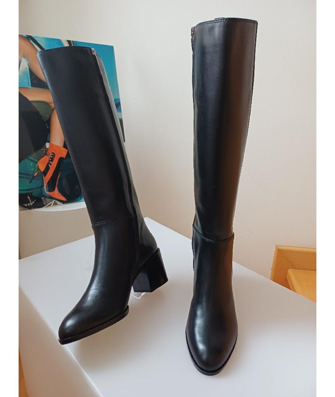 SERGIO ROSSI Черные кожаные сапоги, фото 5