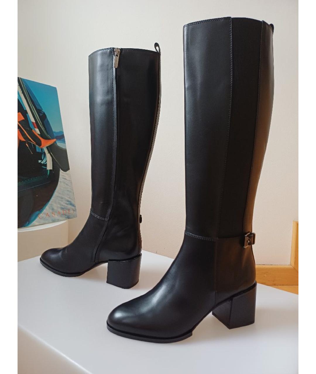 SERGIO ROSSI Черные кожаные сапоги, фото 2