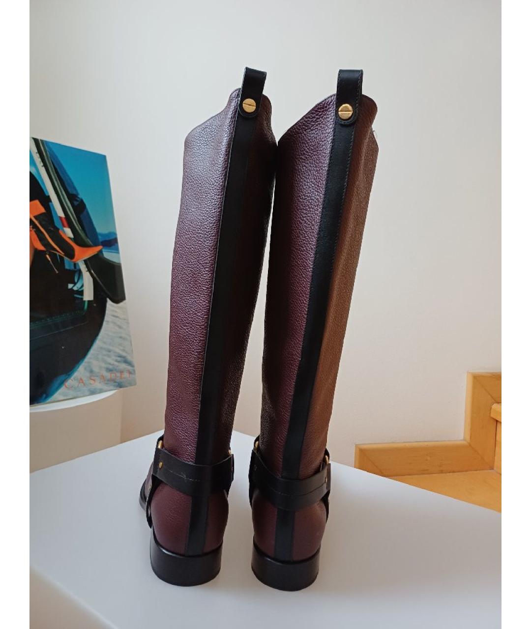 CHLOE Бордовые кожаные сапоги, фото 6