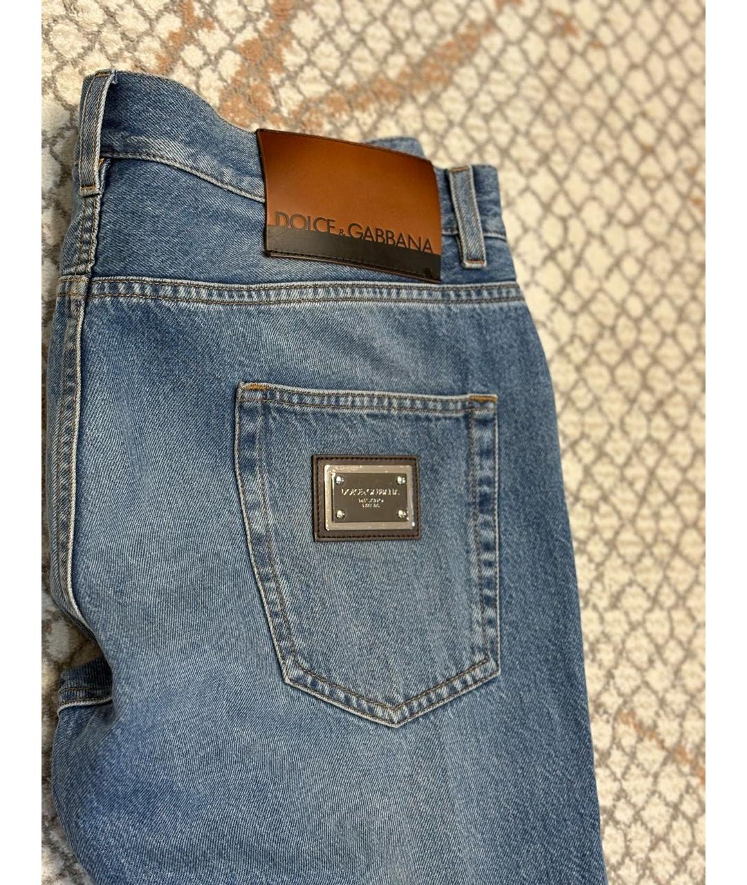 DOLCE&GABBANA Голубые хлопковые прямые джинсы, фото 4