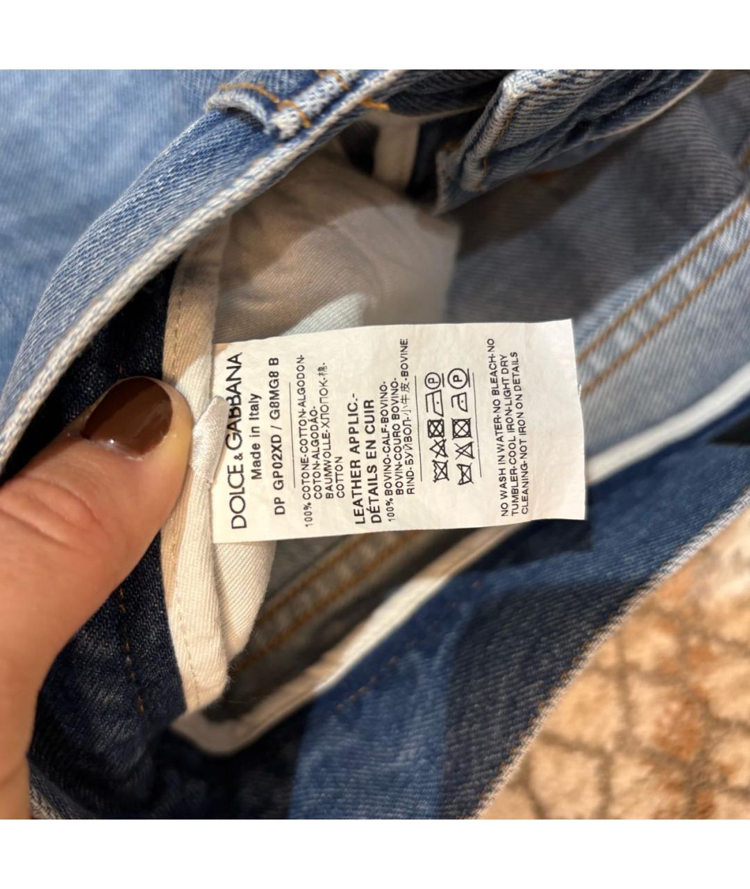 DOLCE&GABBANA Голубые хлопковые прямые джинсы, фото 5