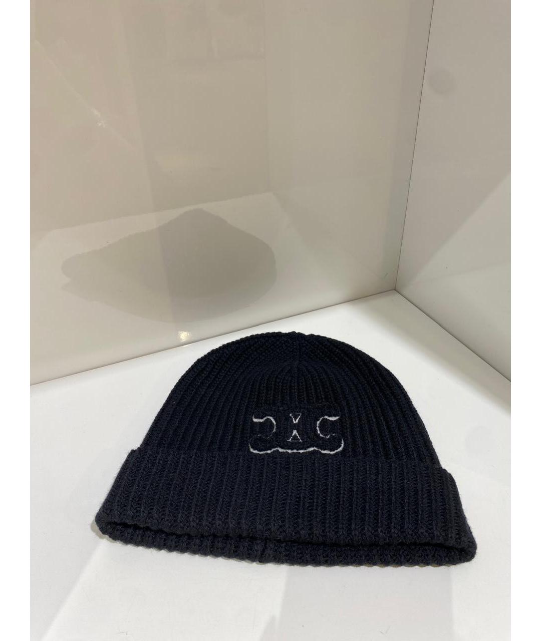 CELINE Черная шерстяная шапка, фото 2