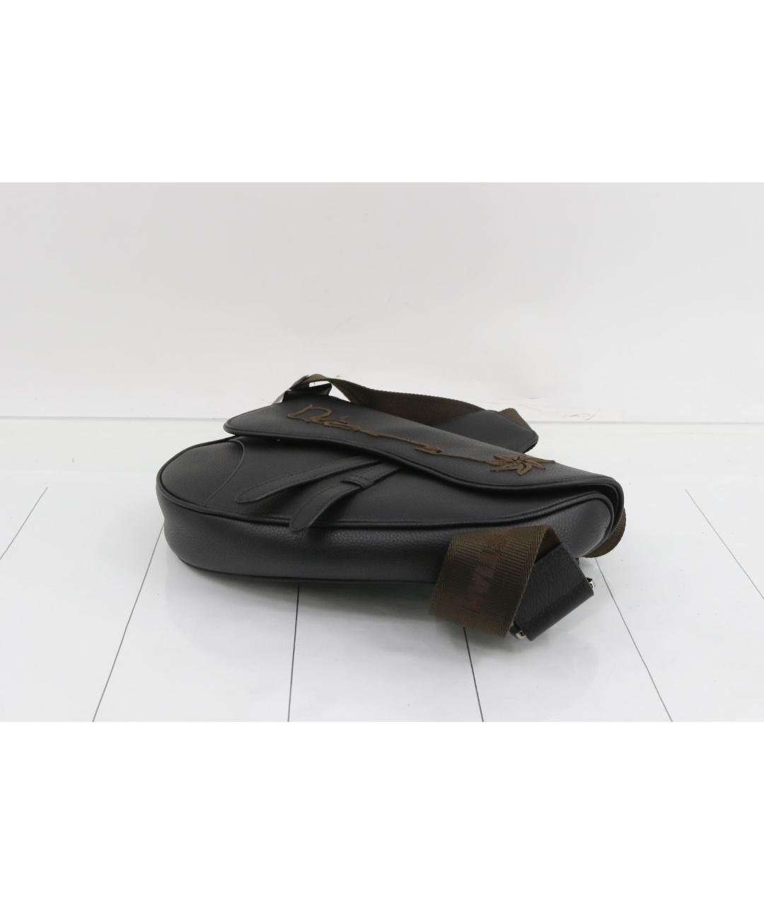 CHRISTIAN DIOR Черная кожаная сумка на плечо, фото 4