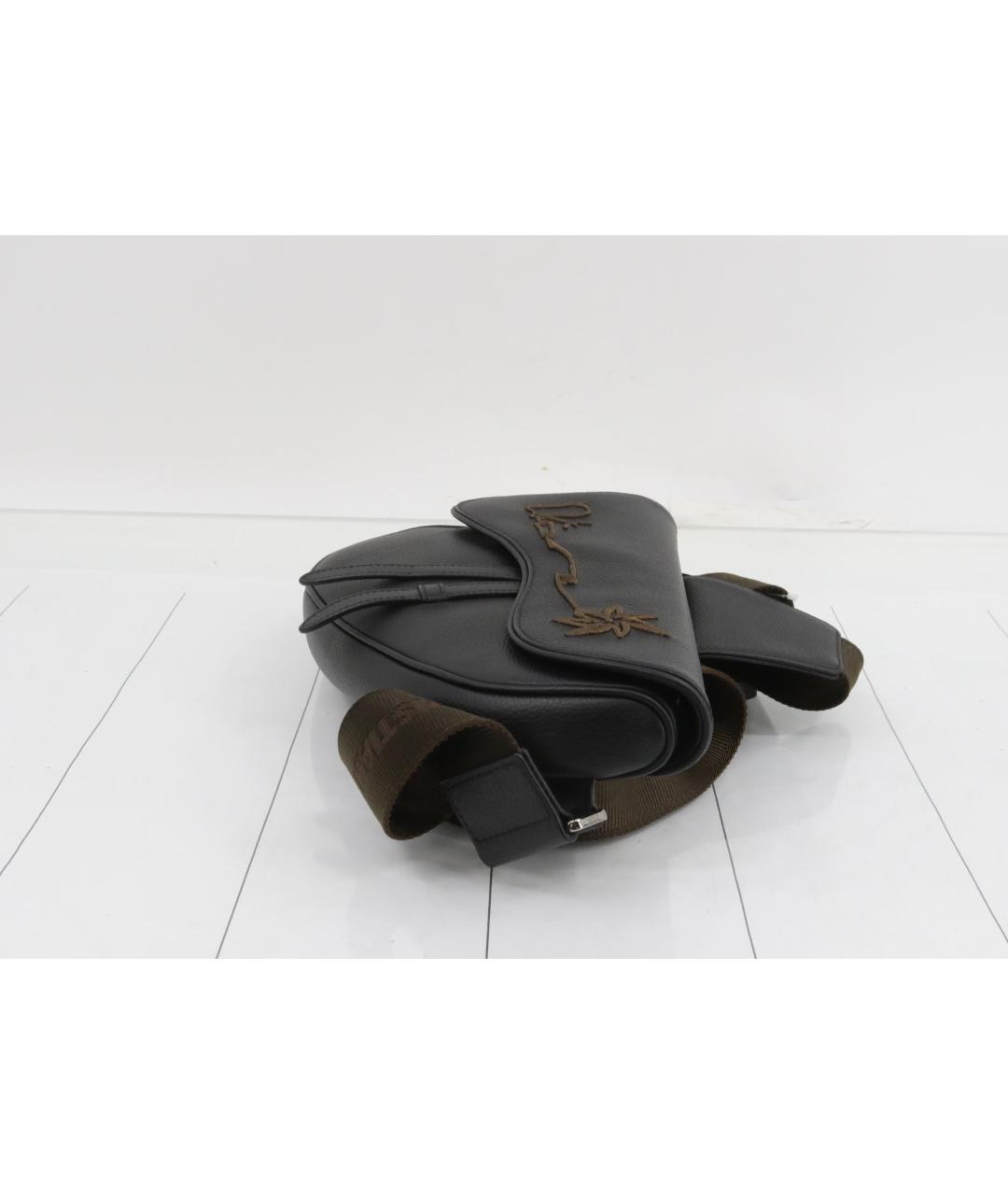 CHRISTIAN DIOR Черная кожаная сумка на плечо, фото 2