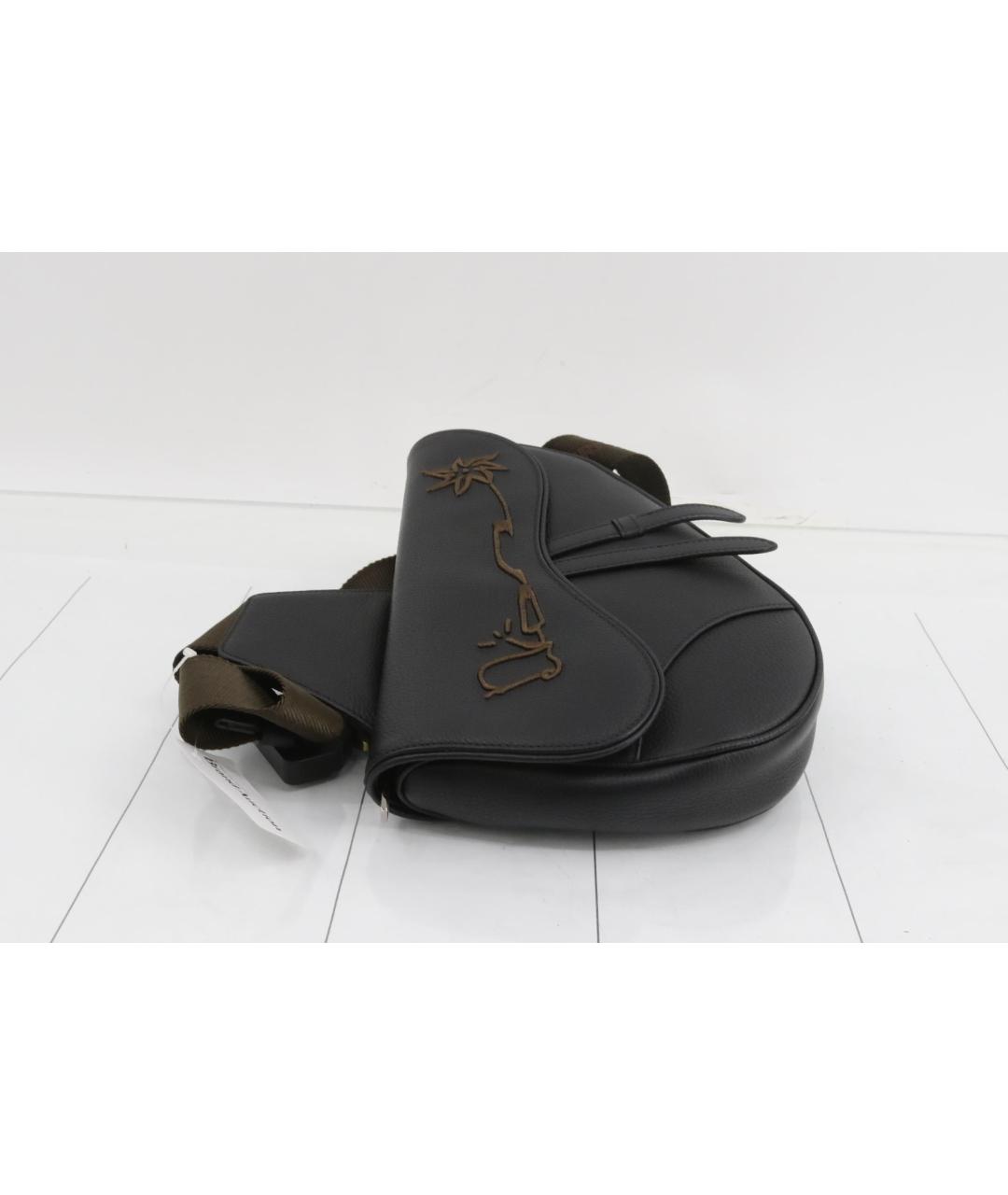 CHRISTIAN DIOR Черная кожаная сумка на плечо, фото 3