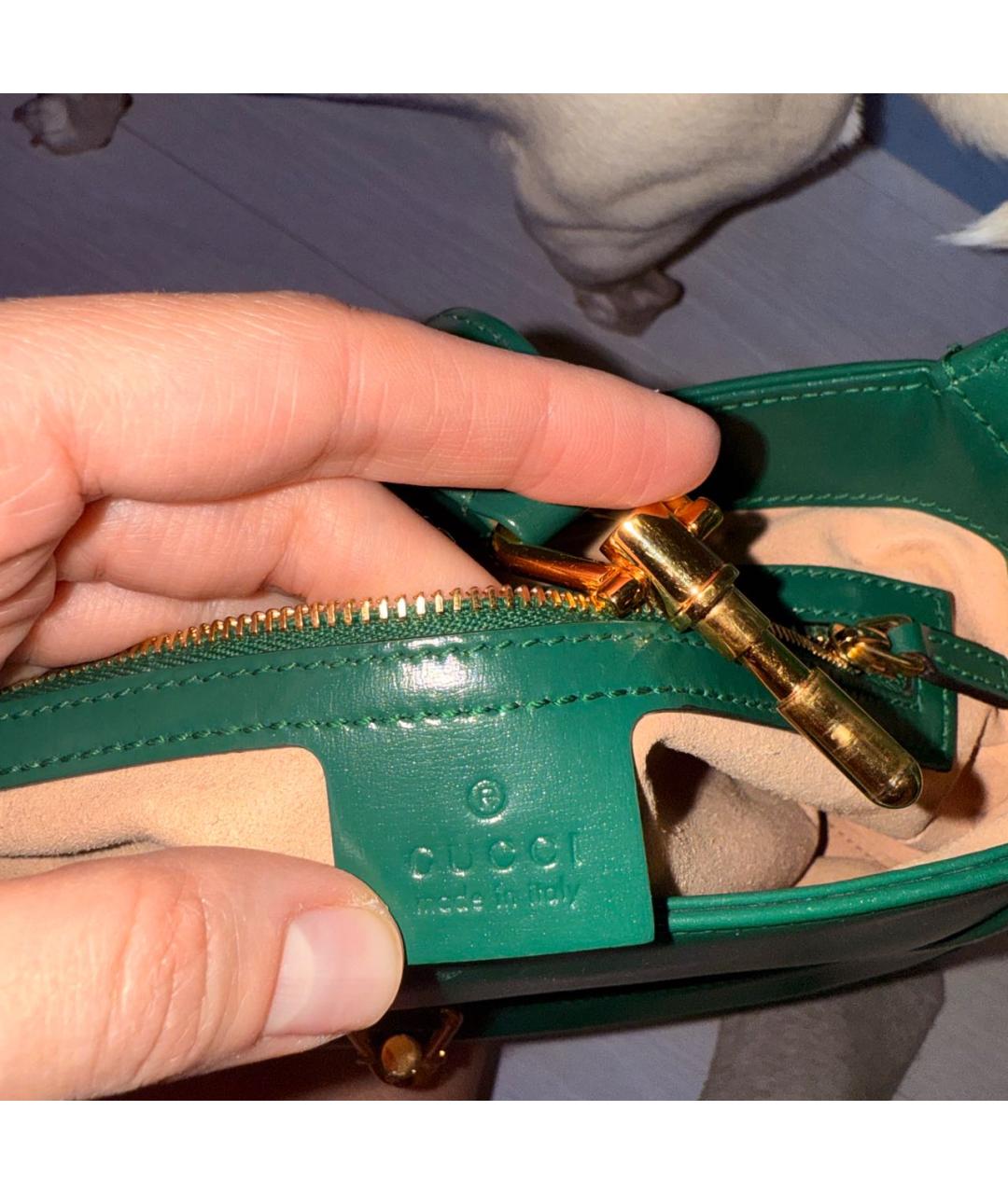 GUCCI Зеленая кожаная сумка с короткими ручками, фото 8