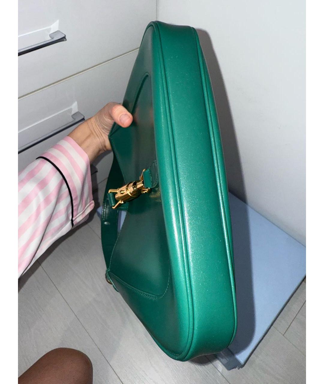 GUCCI Зеленая кожаная сумка с короткими ручками, фото 5