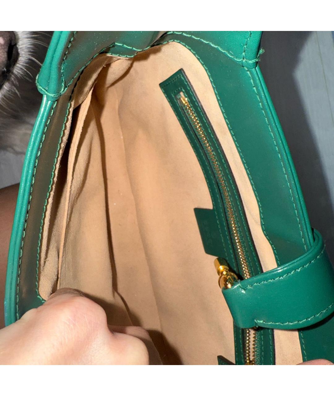 GUCCI Зеленая кожаная сумка с короткими ручками, фото 4