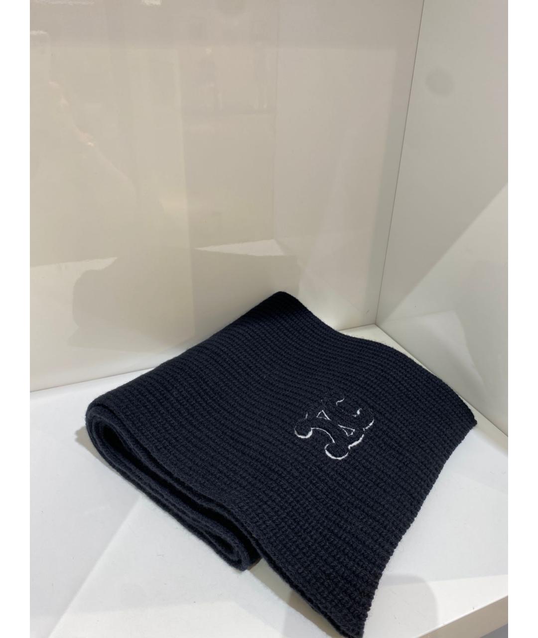 CELINE Черный шерстяной шарф, фото 2