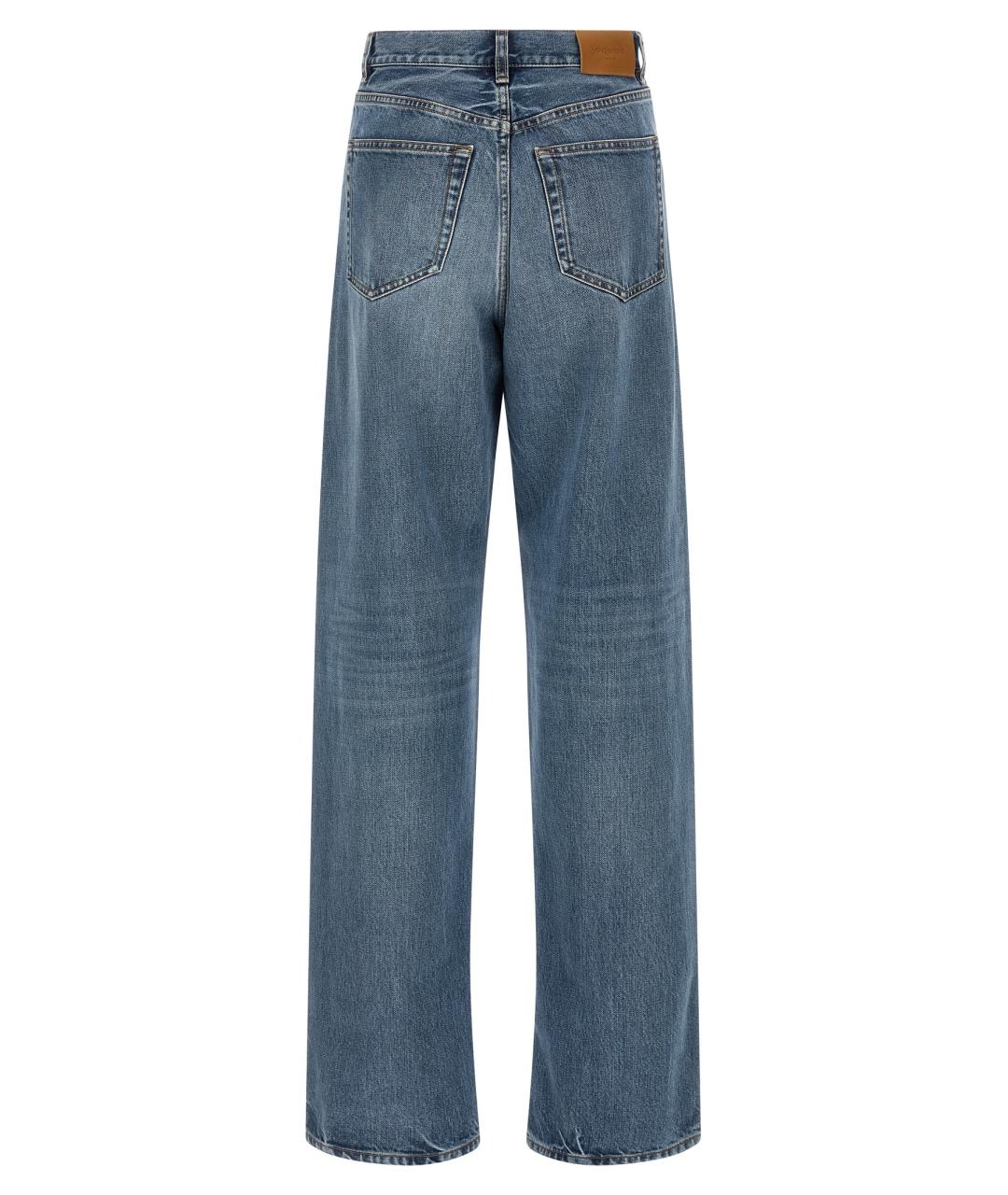 SAINT LAURENT Голубые хлопковые прямые джинсы, фото 2