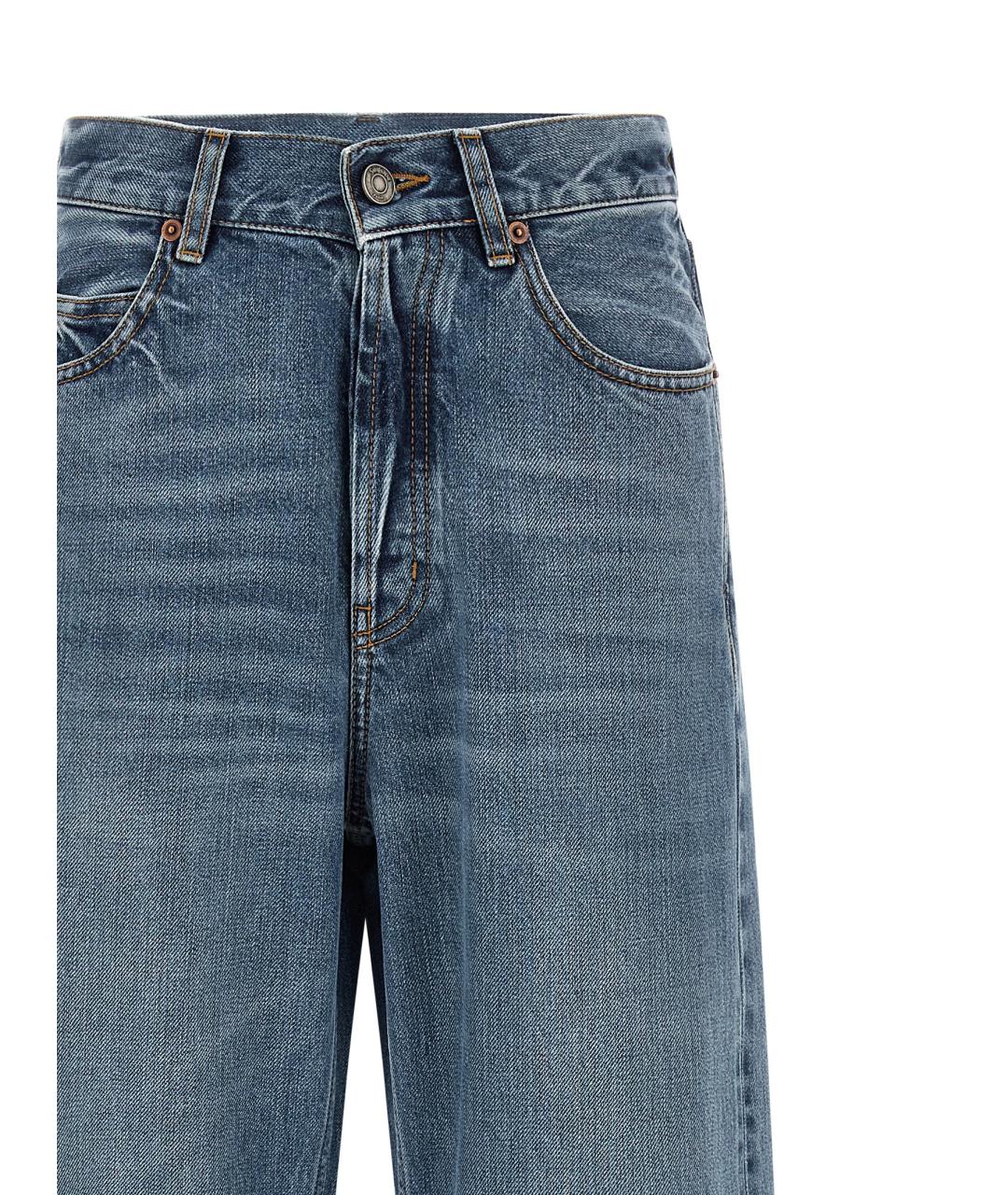 SAINT LAURENT Голубые хлопковые прямые джинсы, фото 3