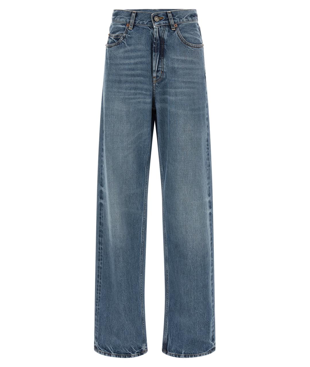 SAINT LAURENT Голубые хлопковые прямые джинсы, фото 1