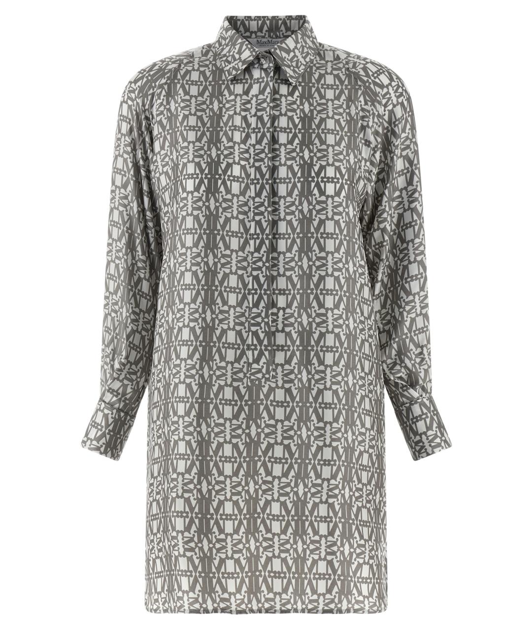 MAX MARA Серое шелковое повседневное платье, фото 1