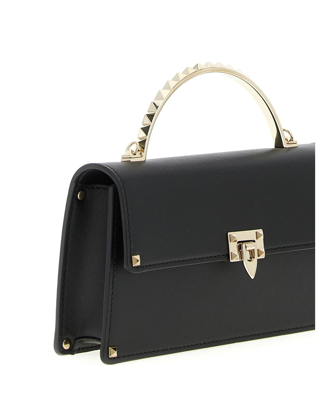 VALENTINO Черная кожаная сумка с короткими ручками, фото 3