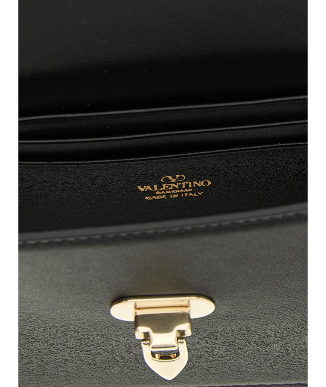 VALENTINO Черная кожаная сумка с короткими ручками, фото 4