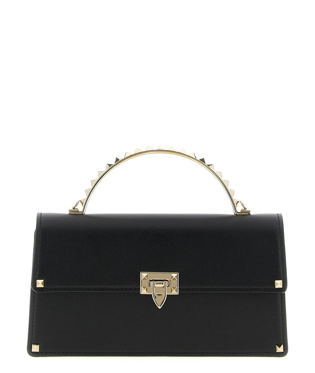VALENTINO Черная кожаная сумка с короткими ручками, фото 1