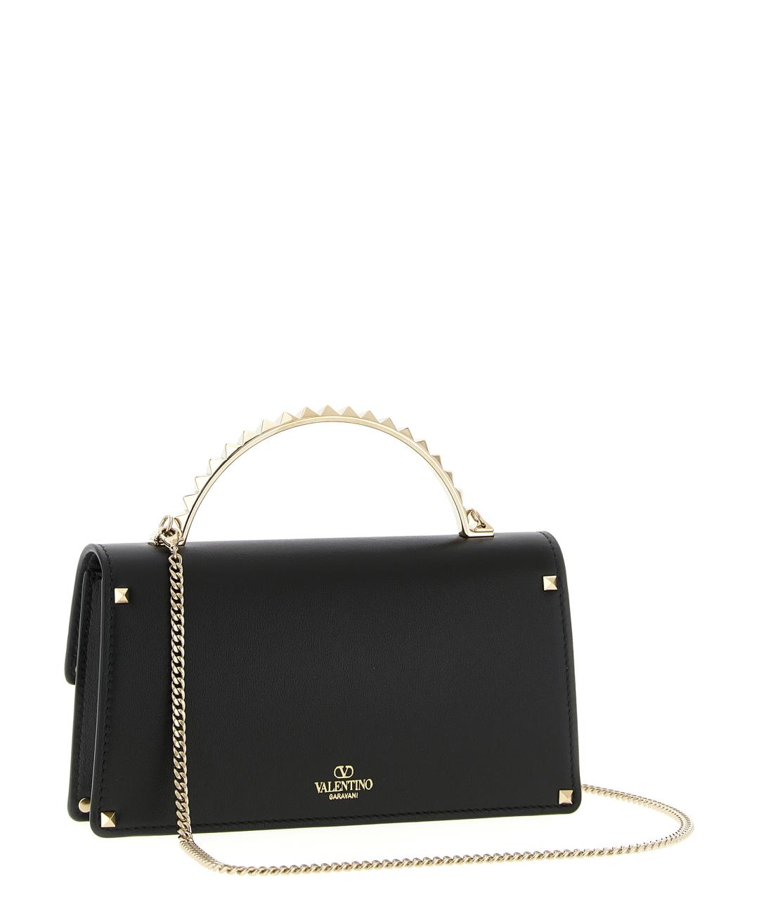 VALENTINO Черная кожаная сумка с короткими ручками, фото 2