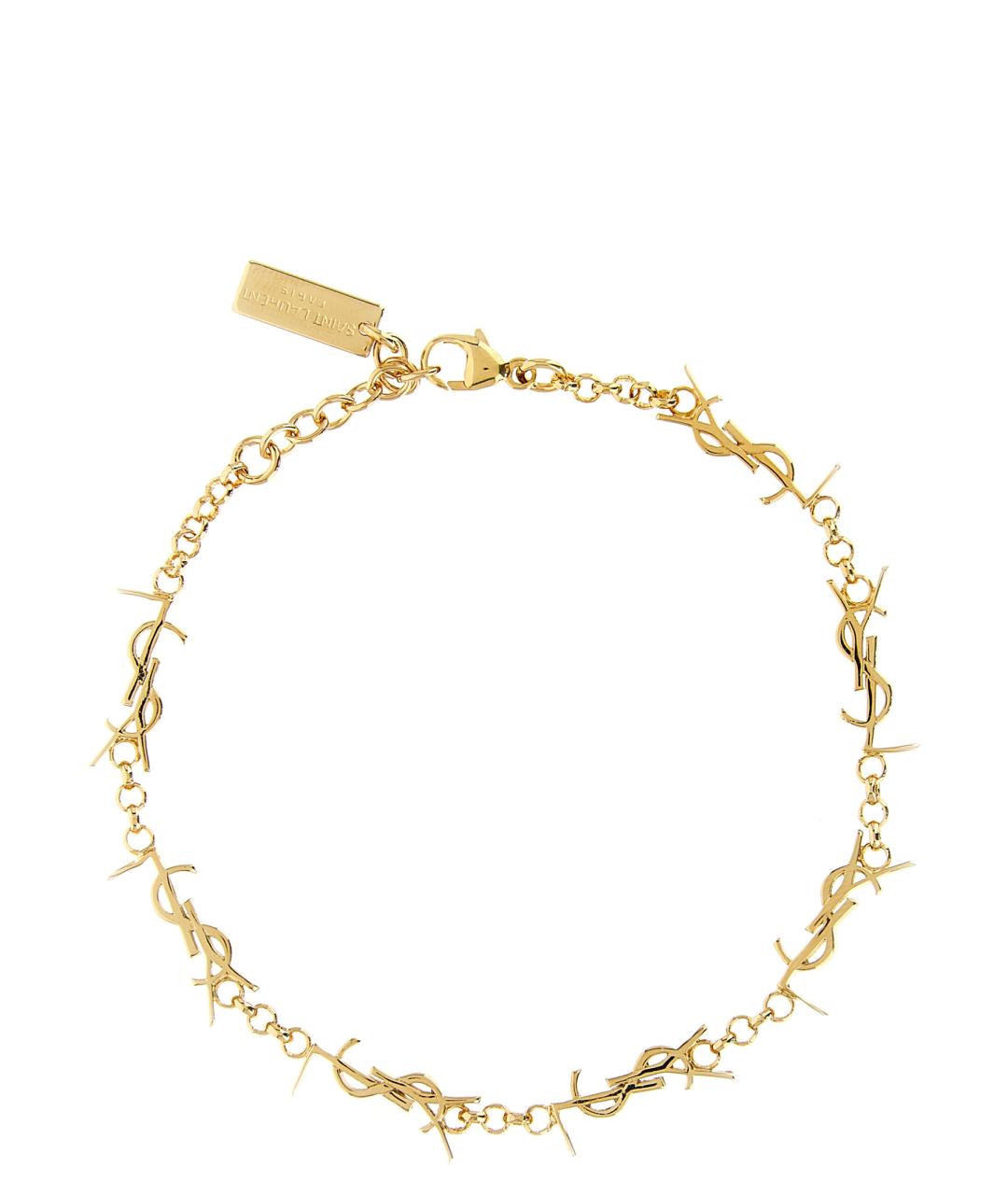SAINT LAURENT Золотой металлический браслет, фото 2