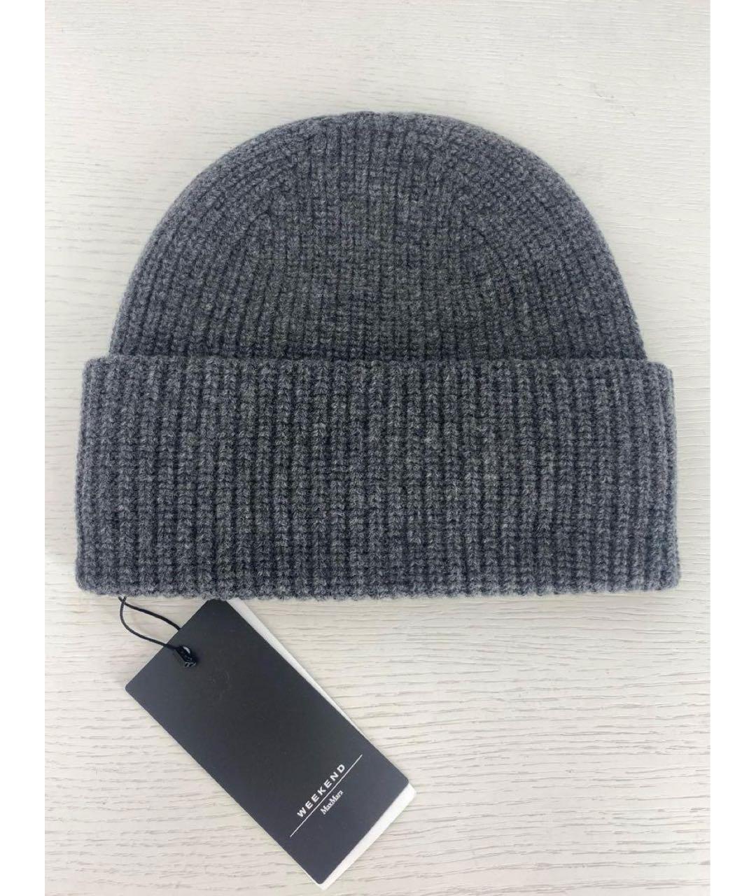 WEEKEND MAX MARA Серая шерстяная шапка, фото 2