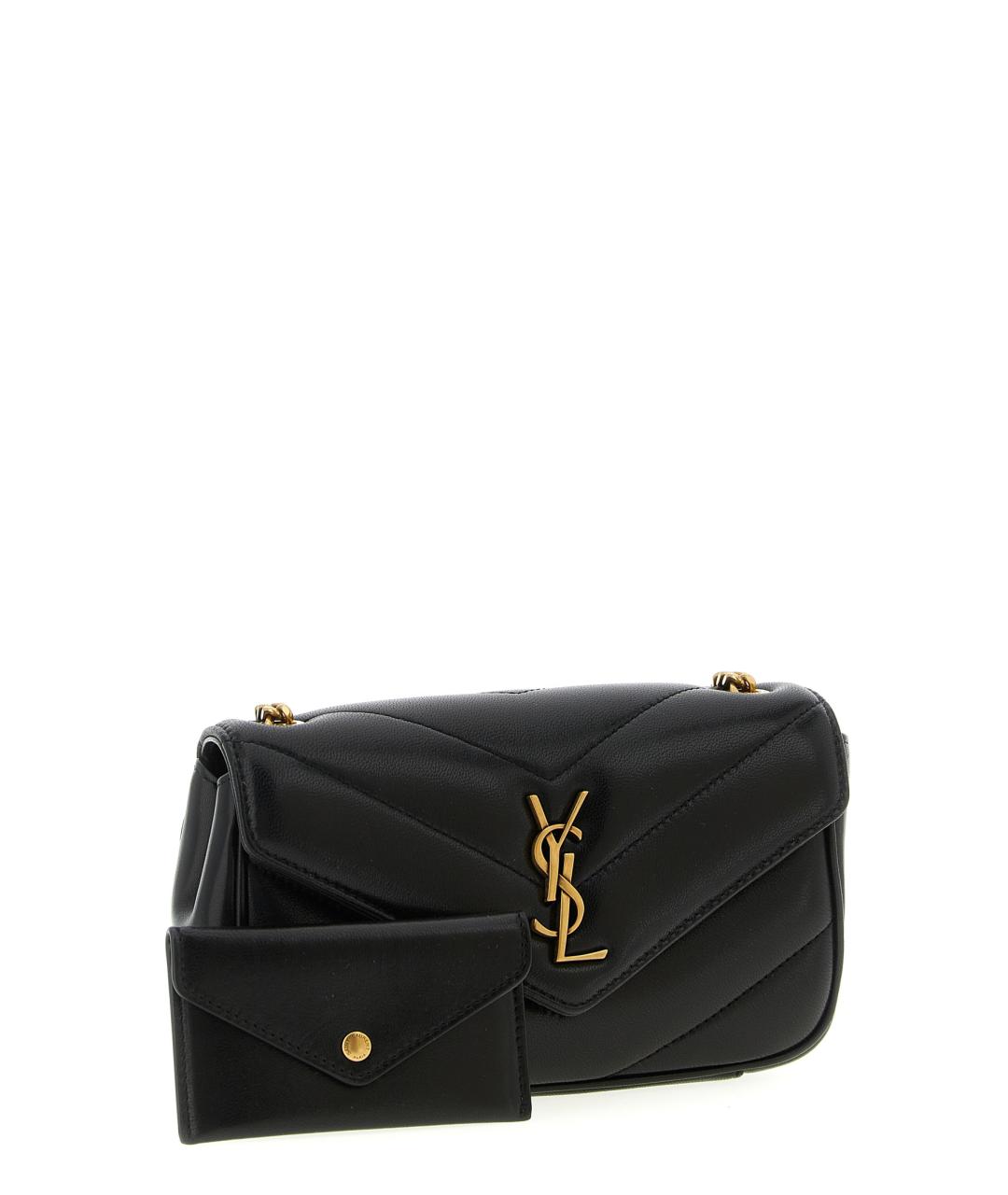 SAINT LAURENT Черная кожаная сумка через плечо, фото 3