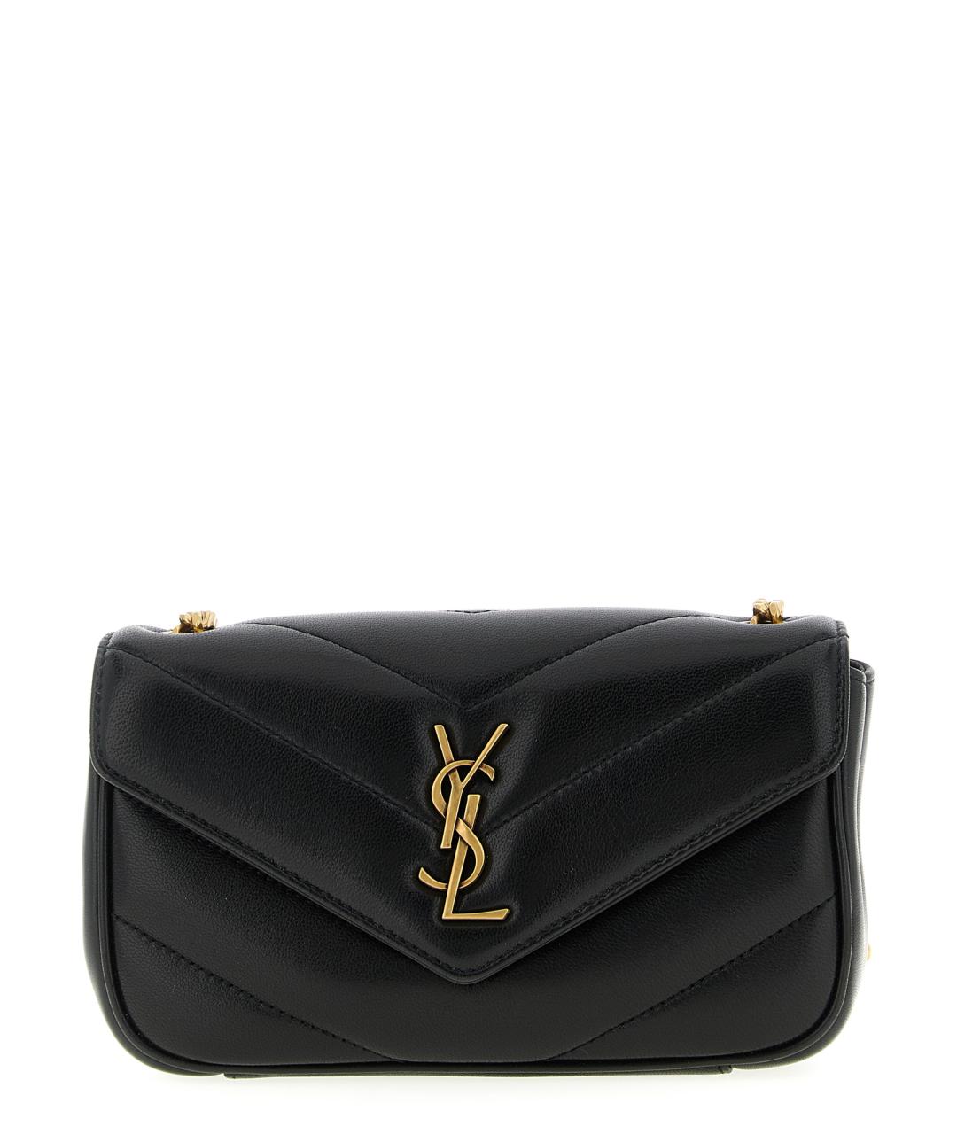 SAINT LAURENT Черная кожаная сумка через плечо, фото 1