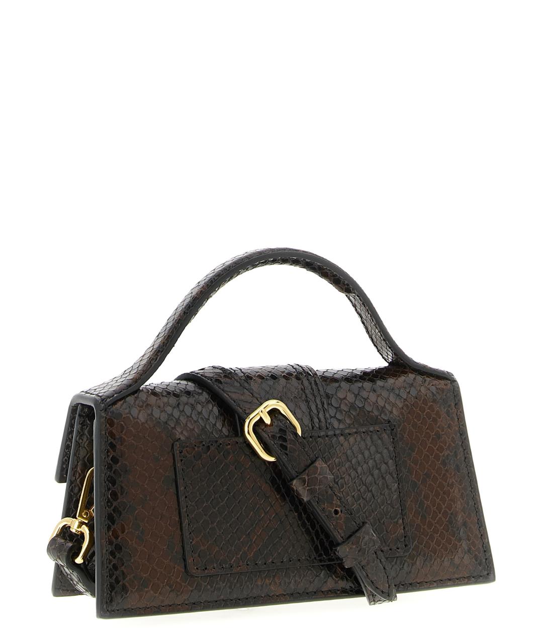 JACQUEMUS Коричневая кожаная сумка с короткими ручками, фото 2