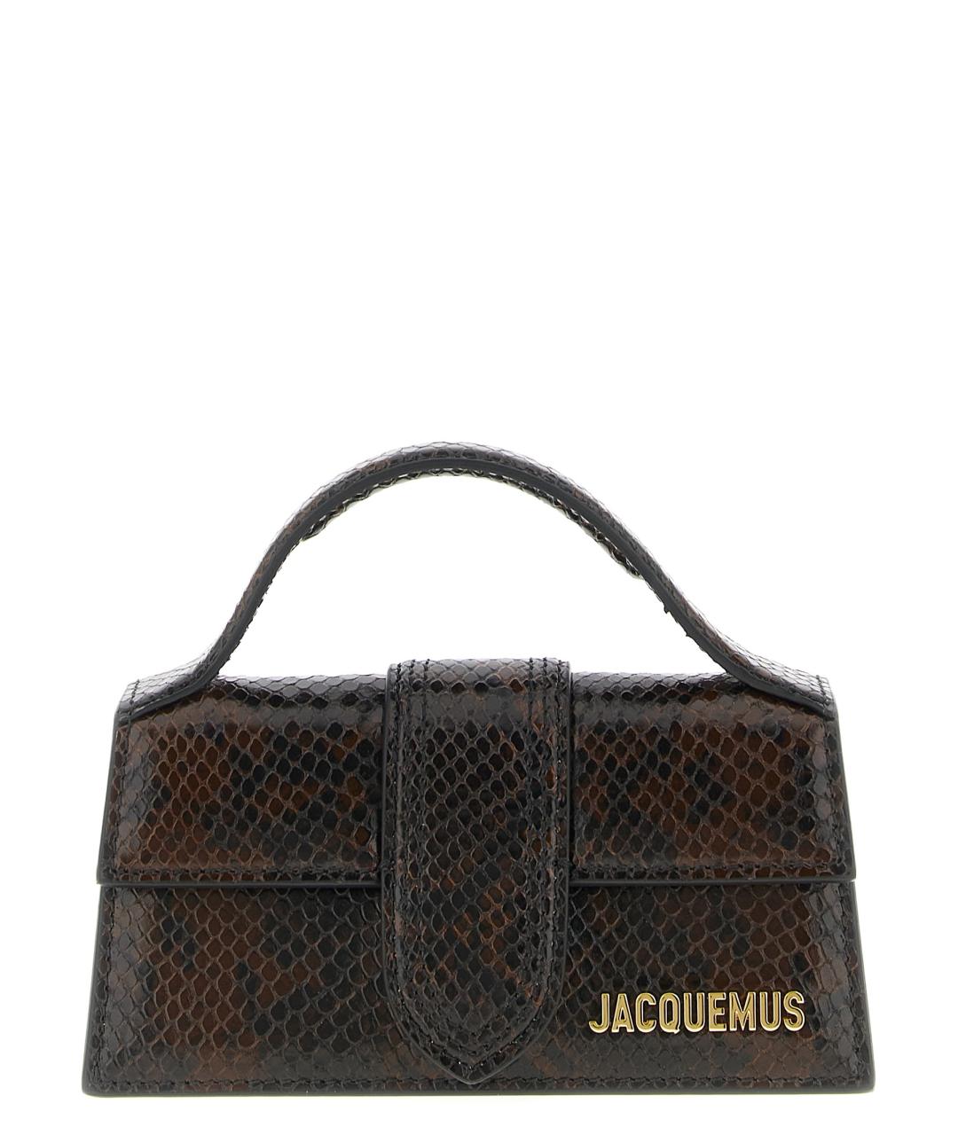 JACQUEMUS Коричневая кожаная сумка с короткими ручками, фото 1