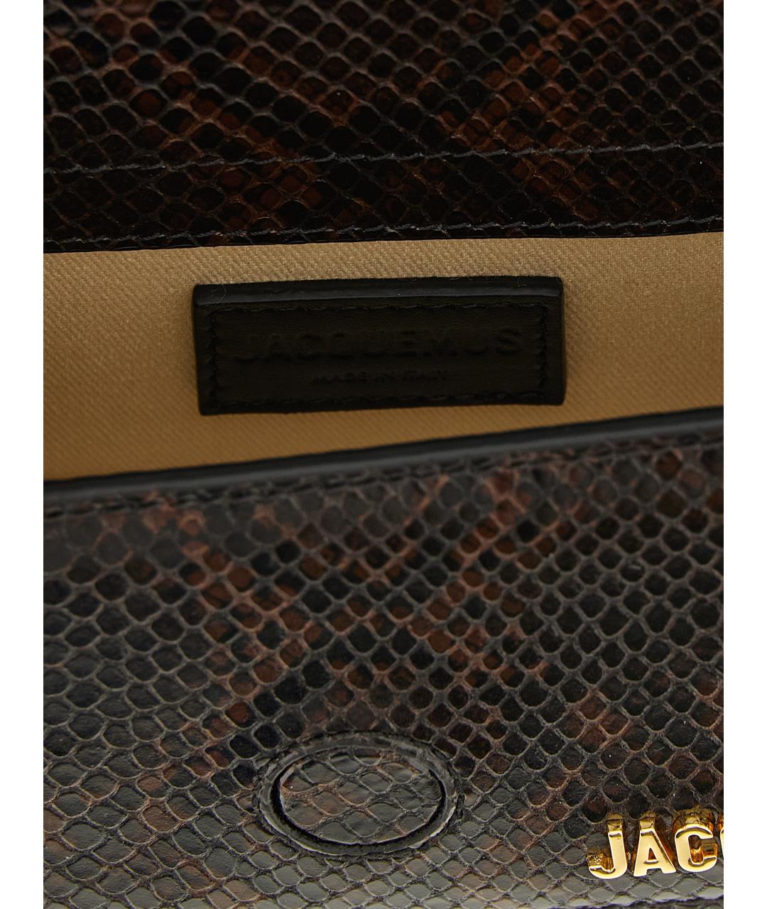 JACQUEMUS Коричневая кожаная сумка с короткими ручками, фото 4