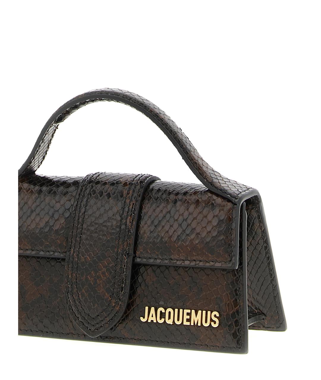 JACQUEMUS Коричневая кожаная сумка с короткими ручками, фото 3