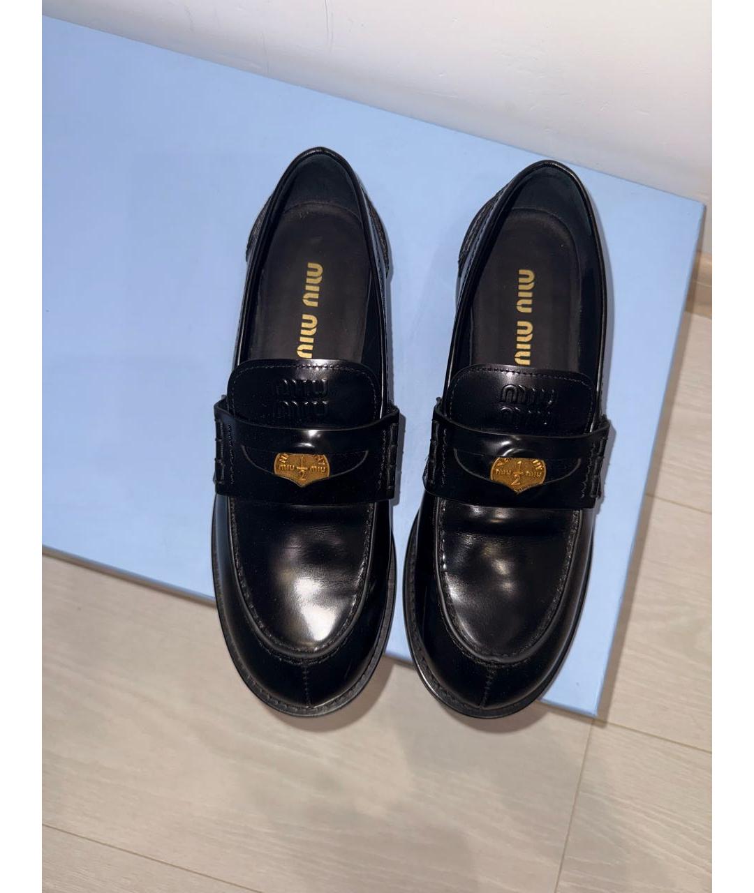 MIU MIU Черные кожаные лоферы, фото 4