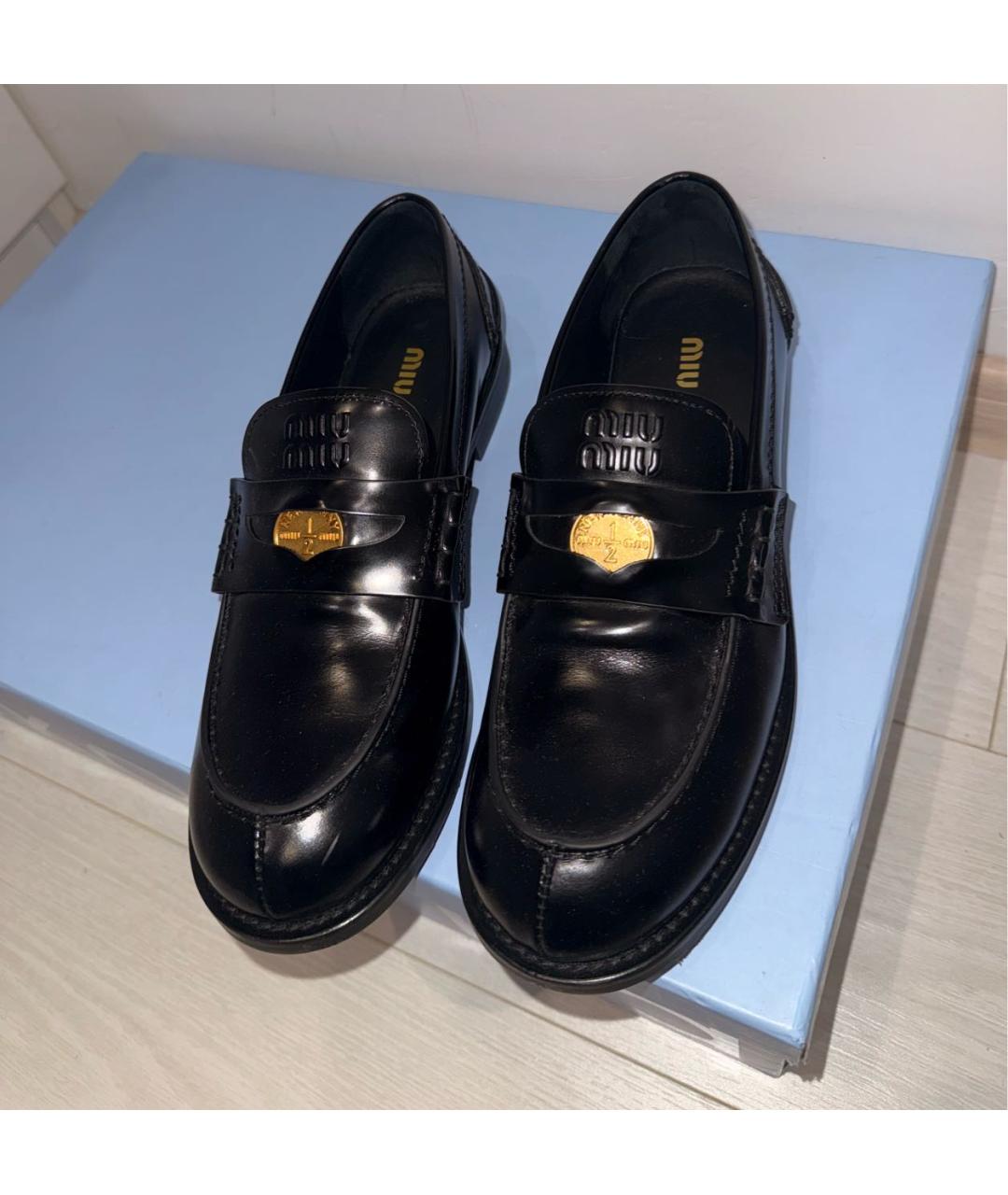MIU MIU Черные кожаные лоферы, фото 2