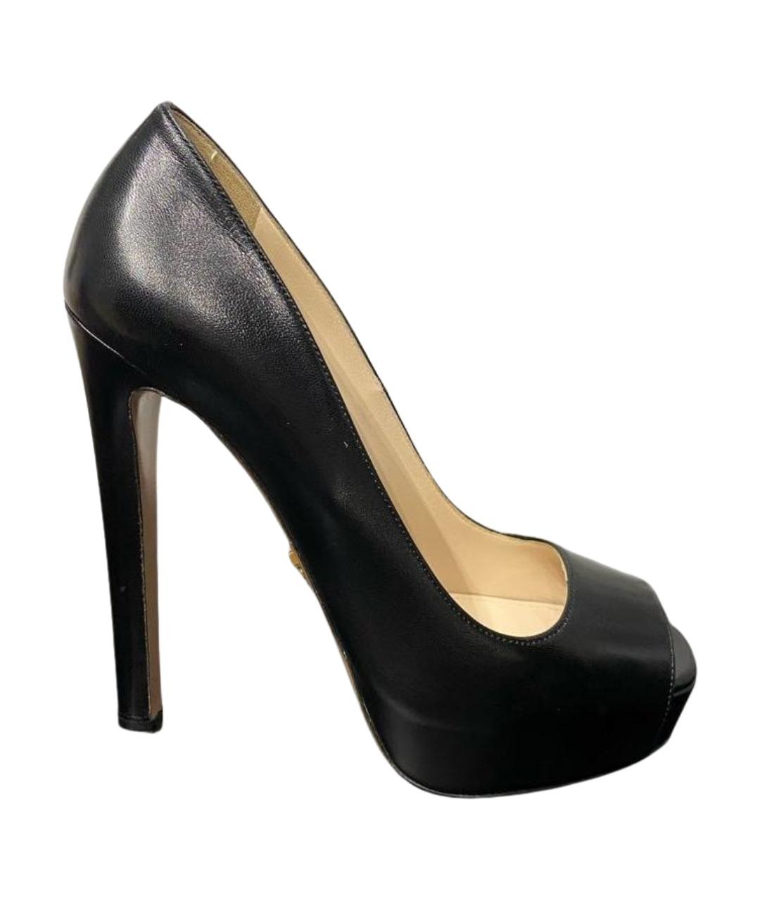 PRADA Черные кожаные туфли, фото 1