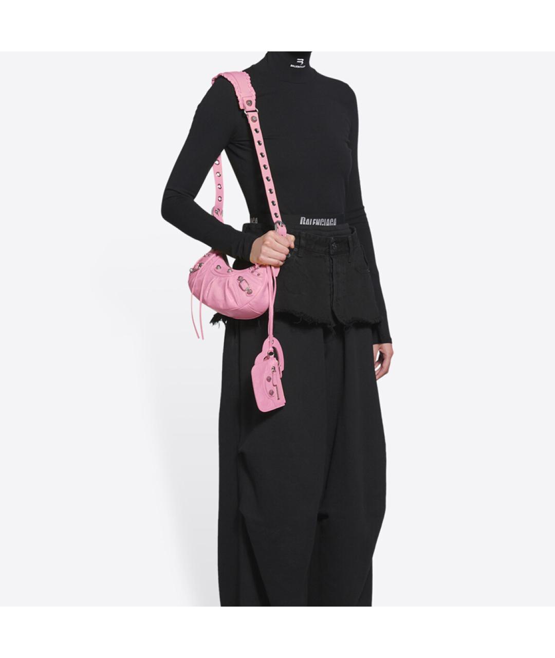 BALENCIAGA Розовая кожаная сумка через плечо, фото 5