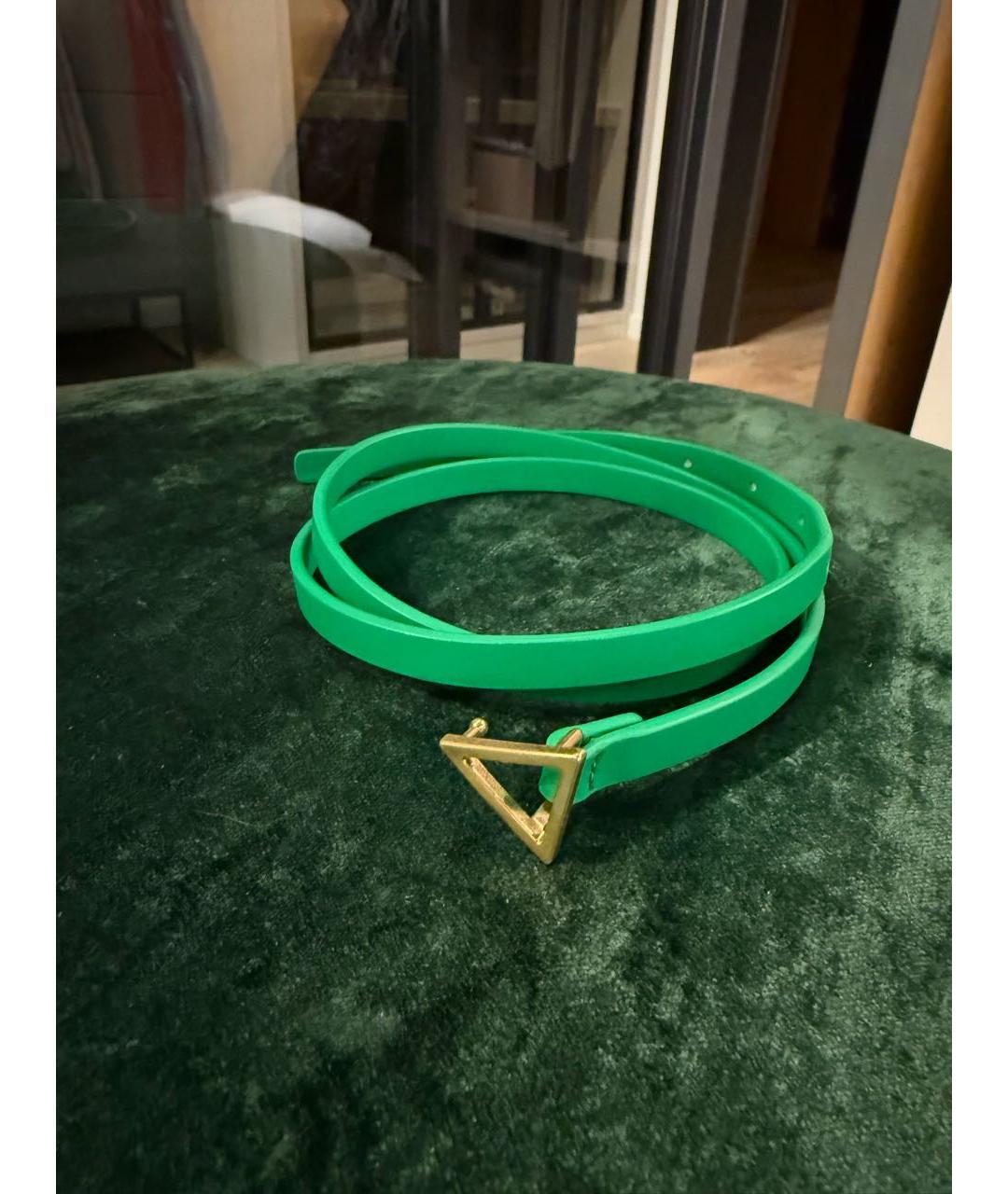 BOTTEGA VENETA Зеленый кожаный ремень, фото 6