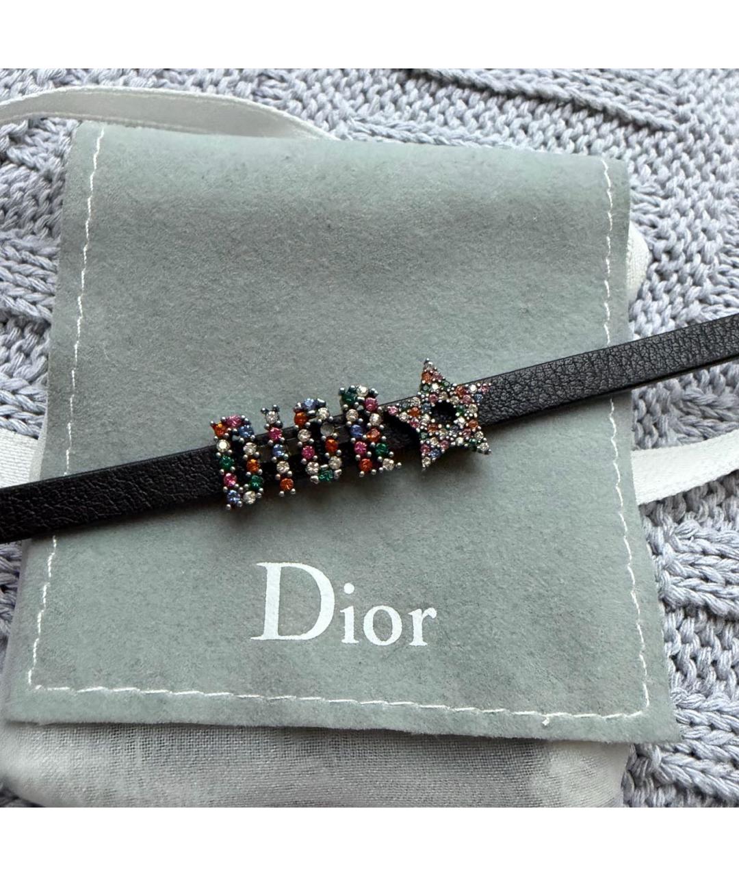 CHRISTIAN DIOR Черный кожаный браслет, фото 3