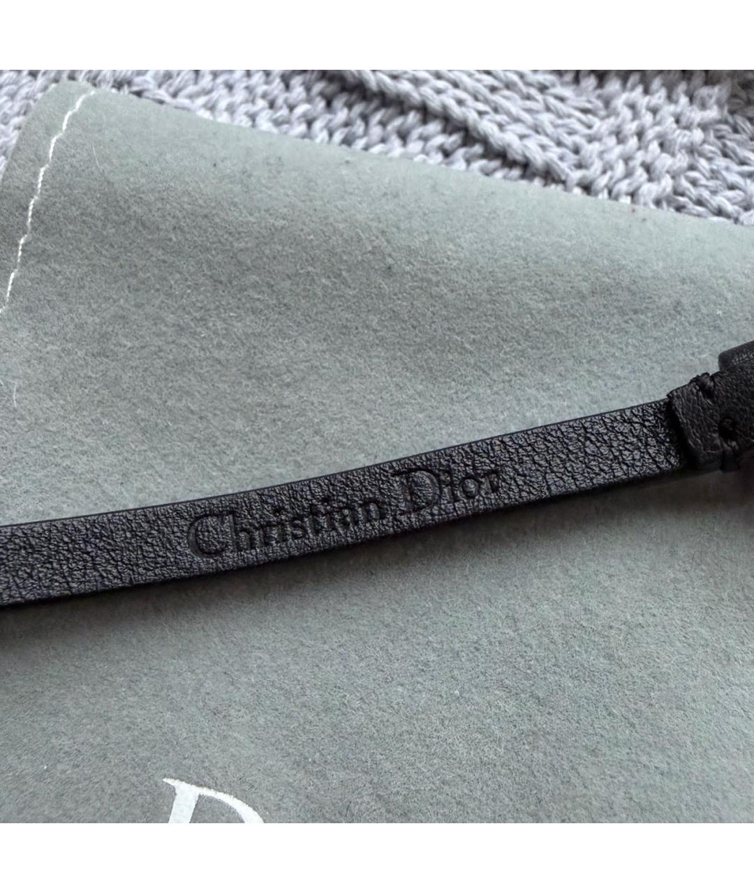 CHRISTIAN DIOR Черный кожаный браслет, фото 4