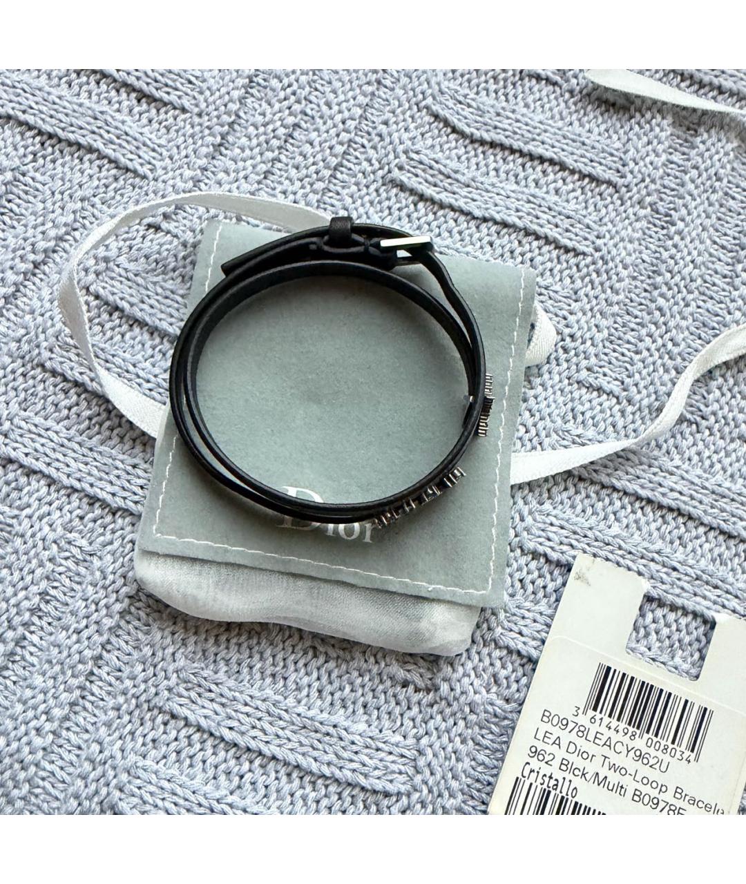 CHRISTIAN DIOR Черный кожаный браслет, фото 2