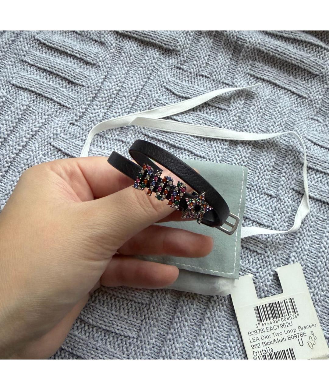 CHRISTIAN DIOR Черный кожаный браслет, фото 9
