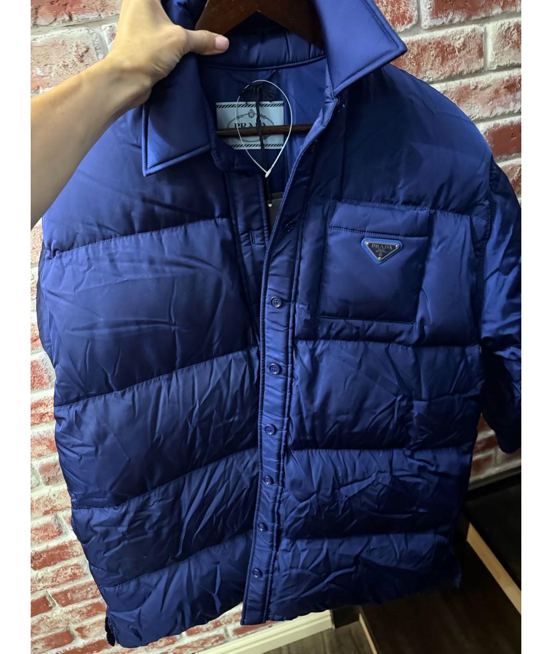 PRADA Синяя полиэстеровая куртка, фото 2