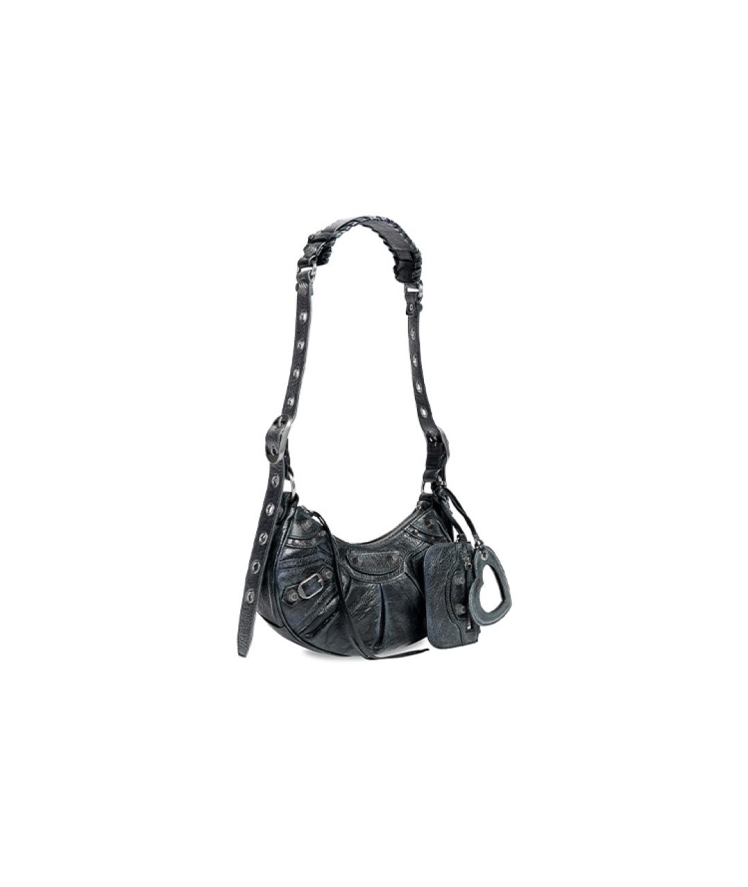 BALENCIAGA Черная кожаная сумка через плечо, фото 2