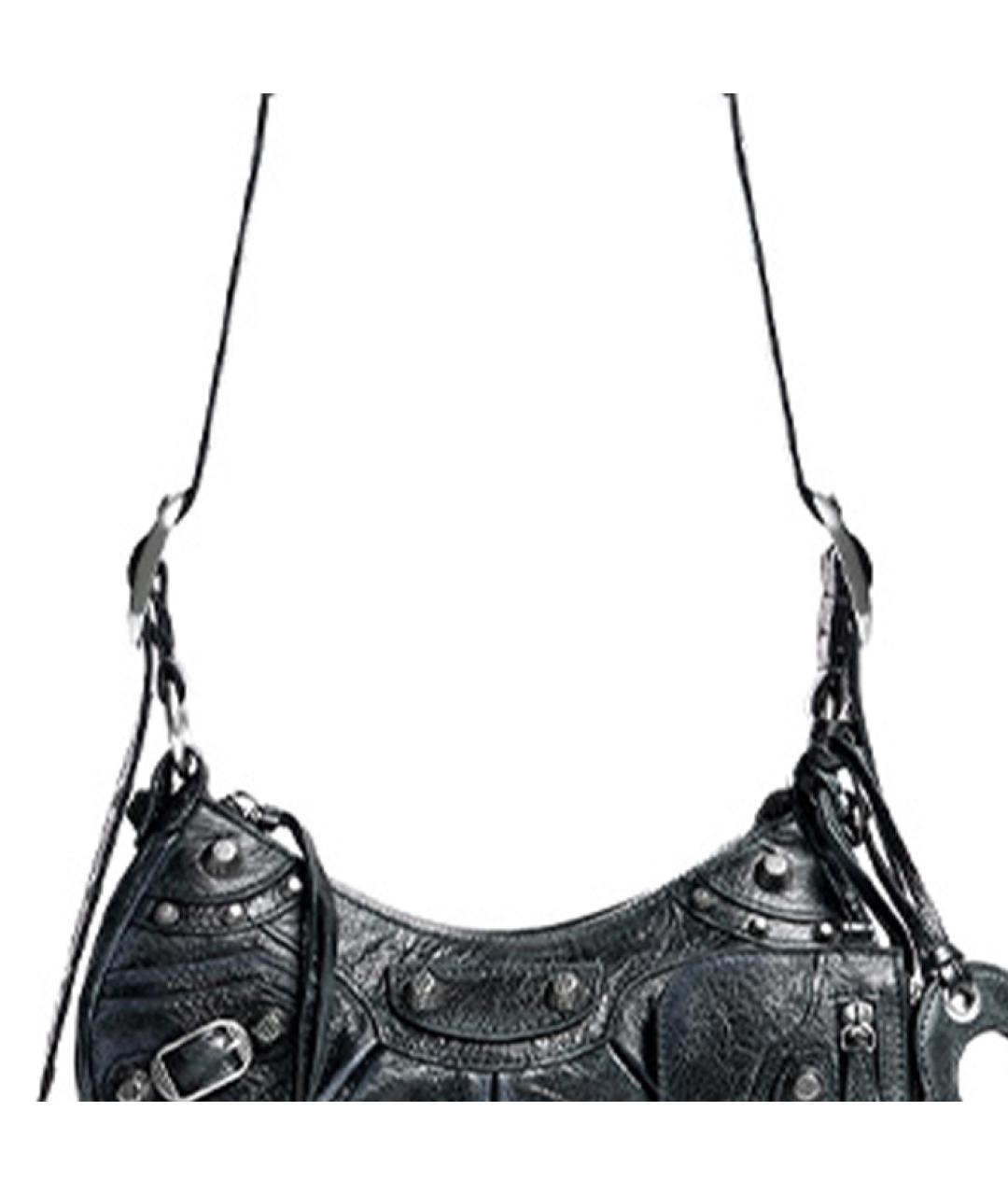 BALENCIAGA Черная кожаная сумка через плечо, фото 5