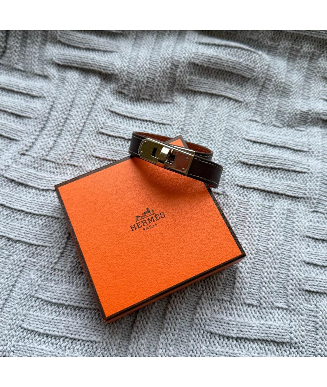 HERMES Коричневый кожаный браслет, фото 2