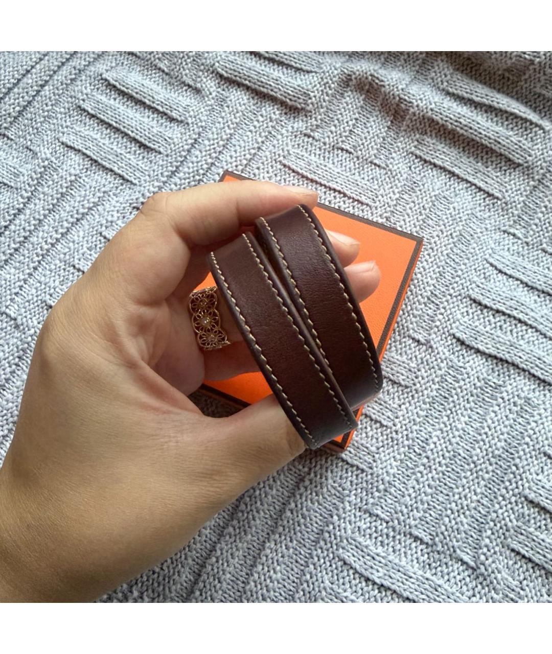 HERMES Коричневый кожаный браслет, фото 4