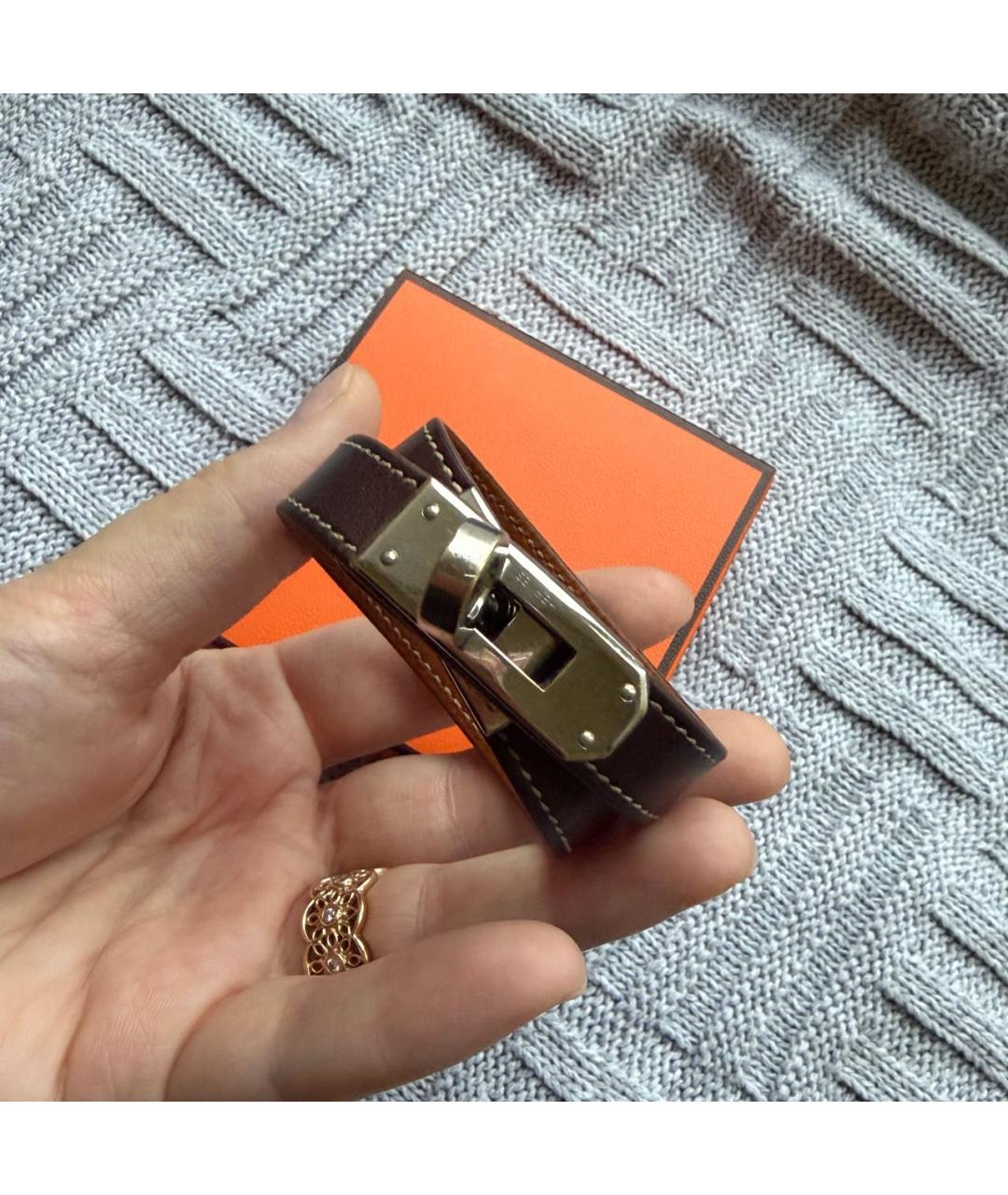 HERMES Коричневый кожаный браслет, фото 9