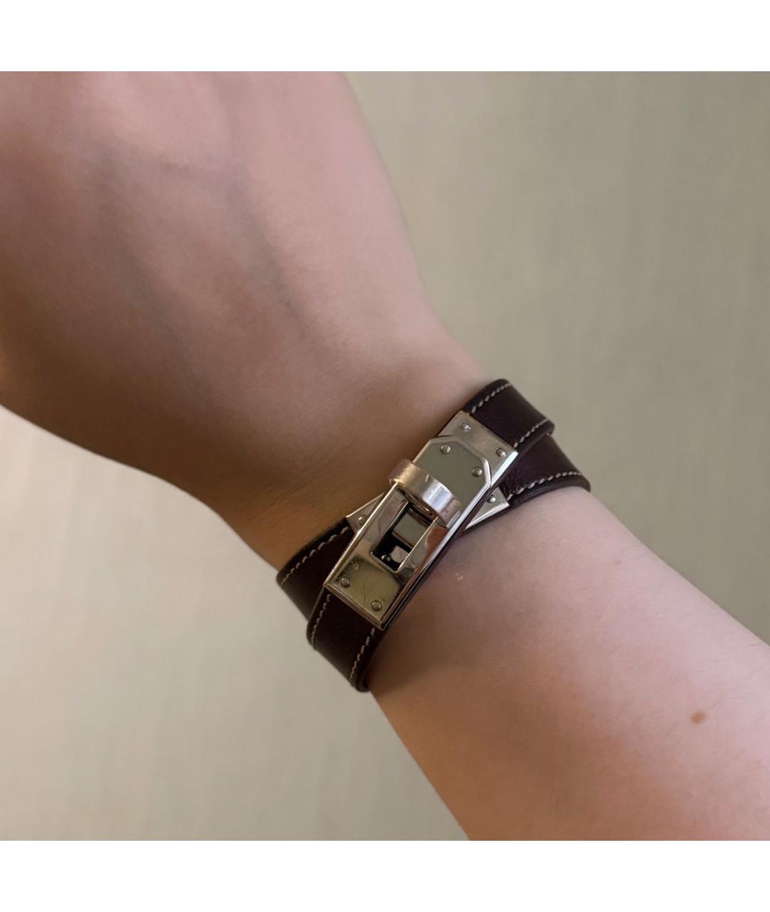 HERMES Коричневый кожаный браслет, фото 7