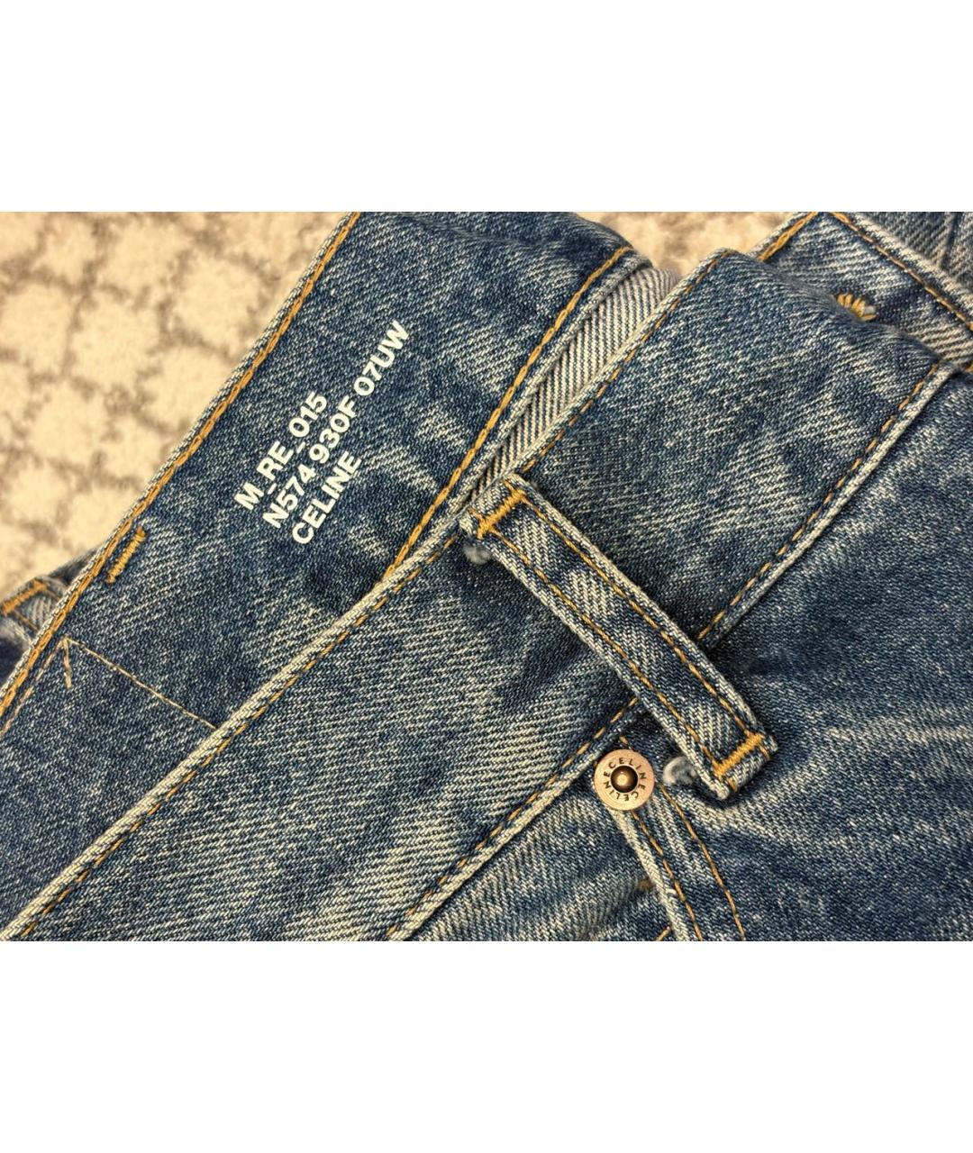 CELINE Голубые хлопковые прямые джинсы, фото 5