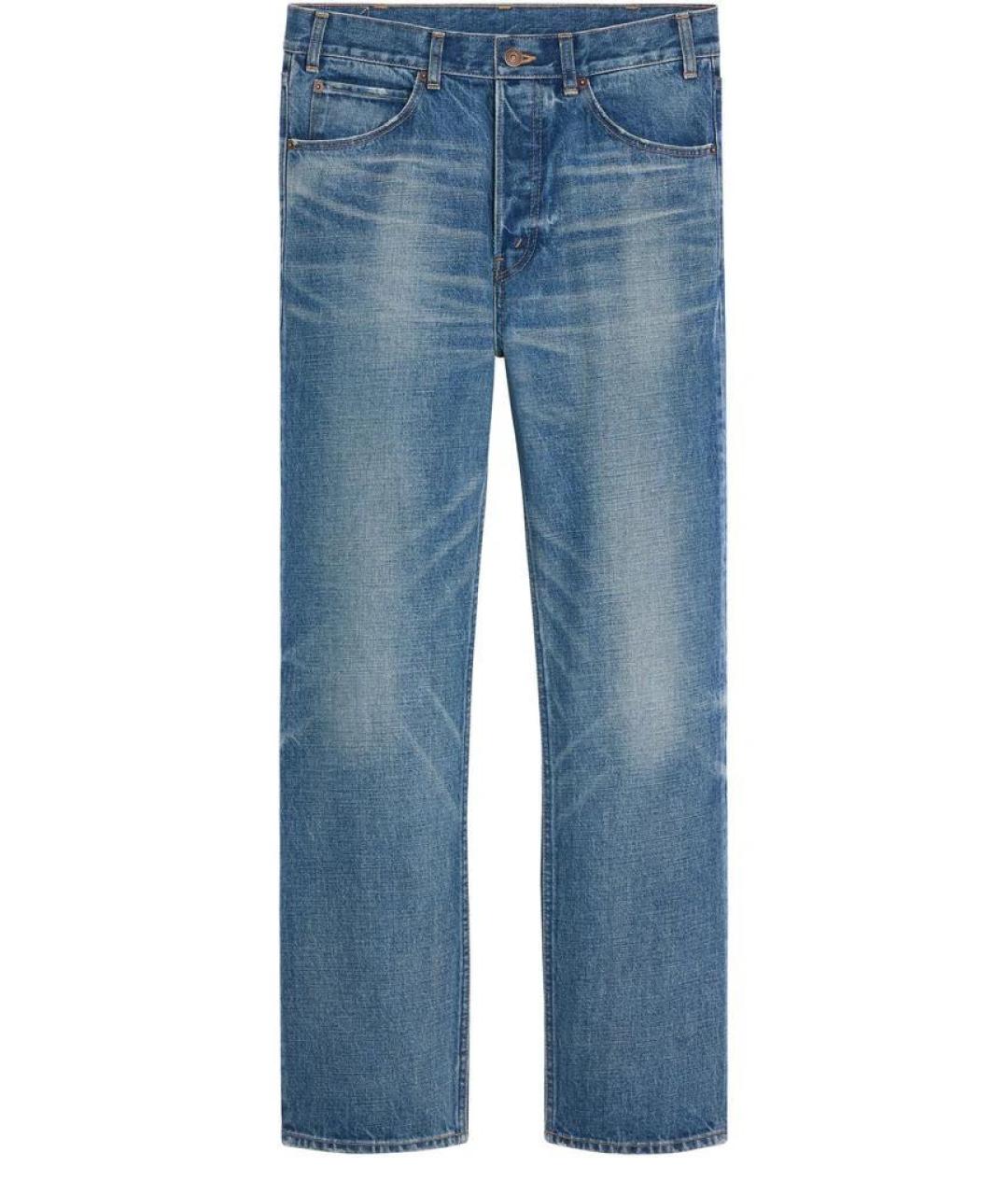 CELINE Голубые хлопковые прямые джинсы, фото 9