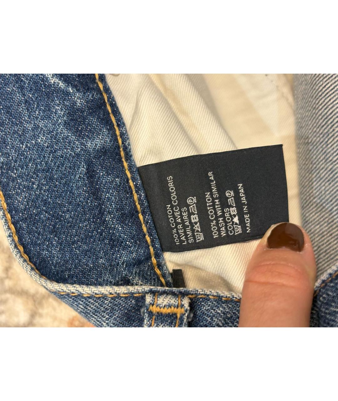 CELINE Голубые хлопковые прямые джинсы, фото 8