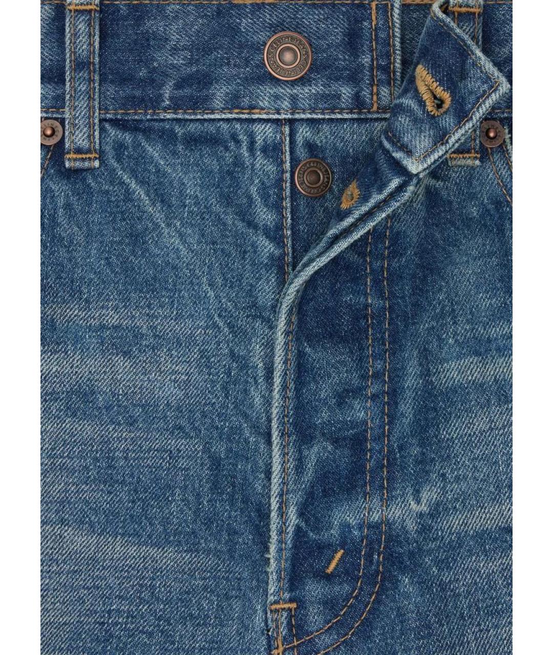 CELINE Голубые хлопковые прямые джинсы, фото 4