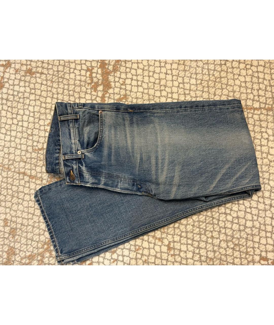 CELINE Голубые хлопковые прямые джинсы, фото 6